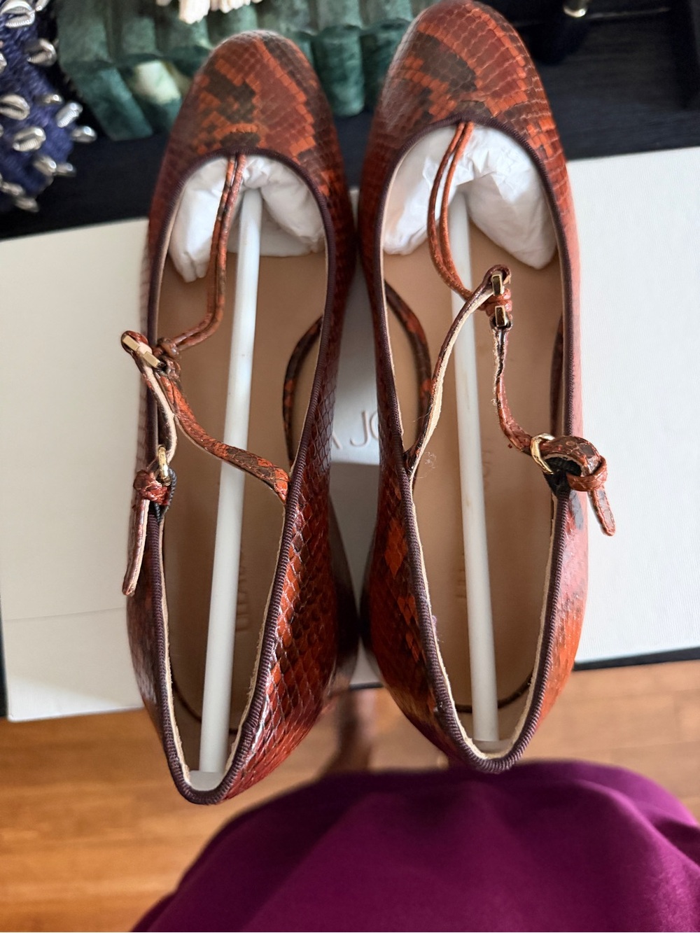 Ulla Johnson Lucy Mary Jane Heel Sunset Python UJ43061A Size 38.5 US 8 - Picture 4 of 7